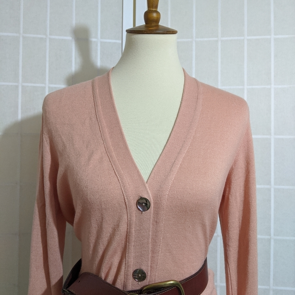 MERINO WOOL LONG CARDIGAN SWEATER Italian S - Picture 2 of 8